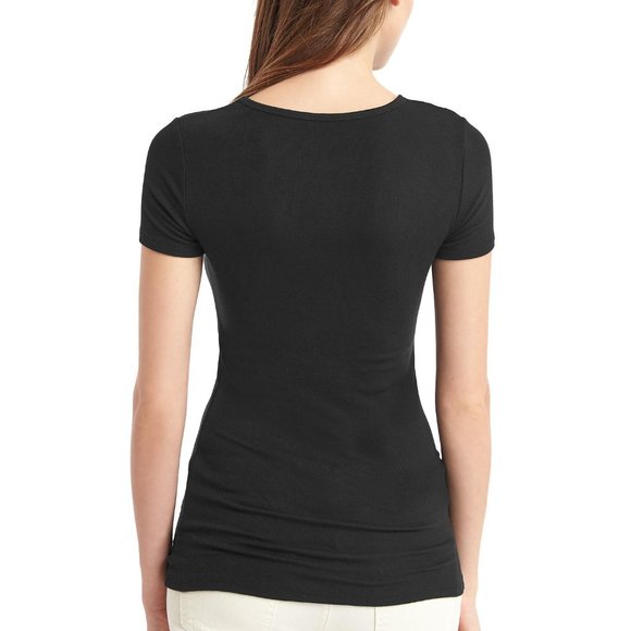 GAP luxe long modal fine ribbed short sleeve crewneck t-shirt black XL - Picture 3 of 9